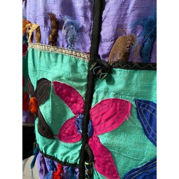 Allure Sz Medium Silk Rayon Color Block Embellished Jacket - Picture 10 of 16